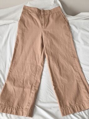 Club Monaco Tan Crop Wide Leg Pants Cotton High Rise Chino Khaki Size 0